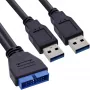 InLine USB 3.0 Premium -adapterikaapeli 2x USB-A uros / emolevyn header, 0,40 m