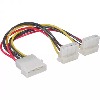 InLine sisäinen virta-Y-kaapeli 1x 4-pin Molex / 2x 4-pin Molex kulmaliitin 0,15 m