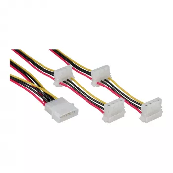 Sisäinen virtakaapeli InLine 29654A 1x 4pin Molex / 4x 4pin Molex 1m