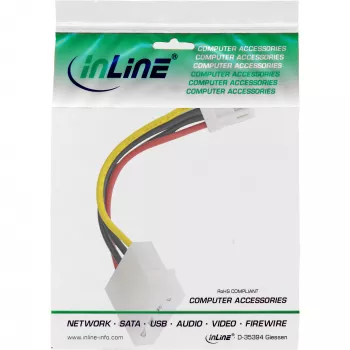 InLine virtasovitin sisäinen 5,25 tuuman 4-Pin Molex naaras / 3,5 tuuman Floppy uros 0,06 m