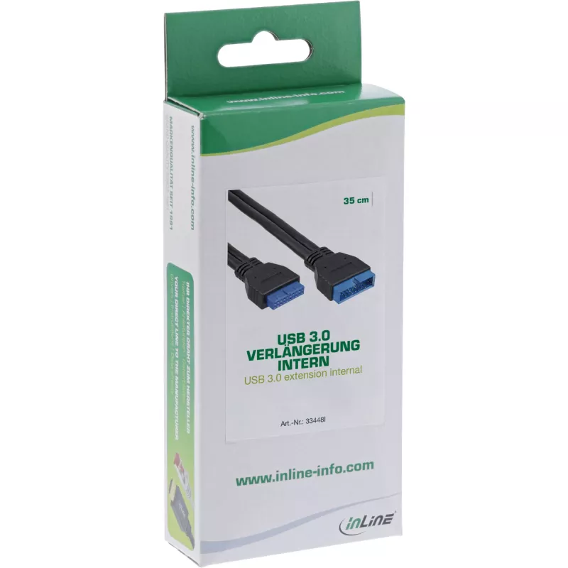 InLine USB 3.0 jatkokaapeli sisäinen header uros/naaras 33448I 0,35 m