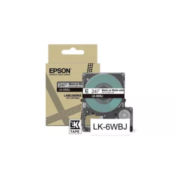 Tarratulostinnauha Epson LK-6WBJ musta valkoinen lämpösiirto 2,4 cm