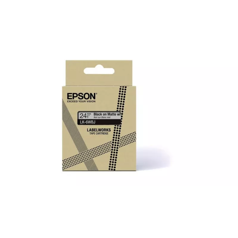 Tarratulostinnauha Epson LK-6WBJ musta valkoinen lämpösiirto 2,4 cm