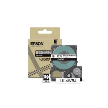 Tarratulostinnauha Epson LK-4WBJ musta valkoinen lämpösiirto 1,2 cm