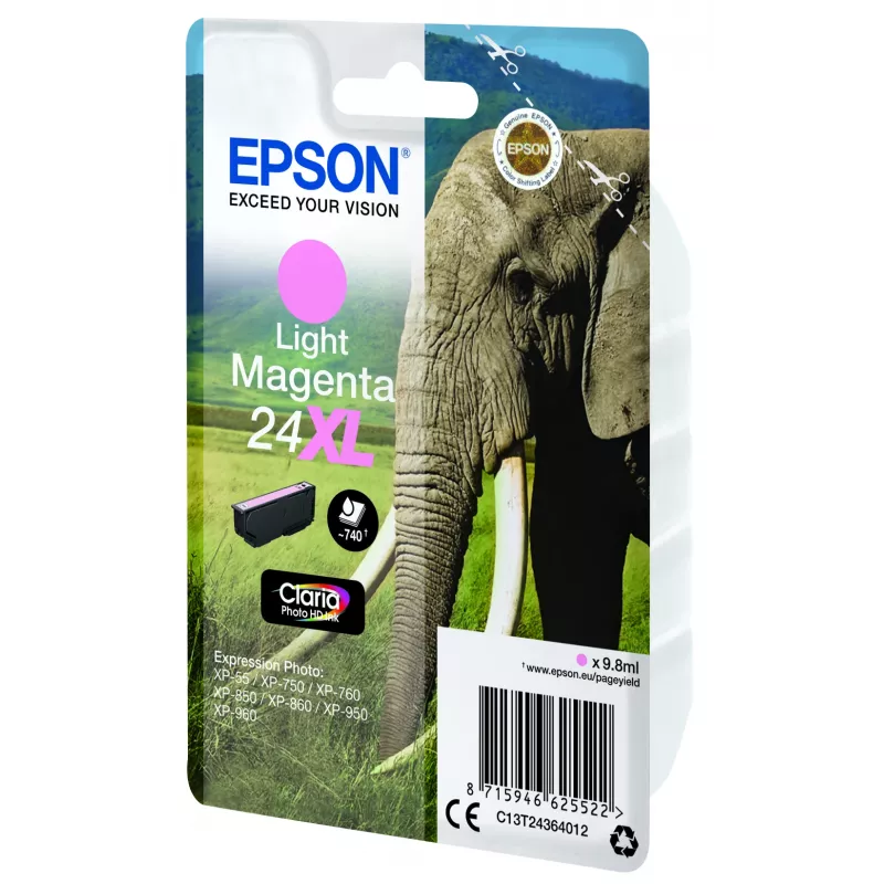 Epson Elephant Singlepack vaaleanmagenta 24XL Claria Photo HD muste