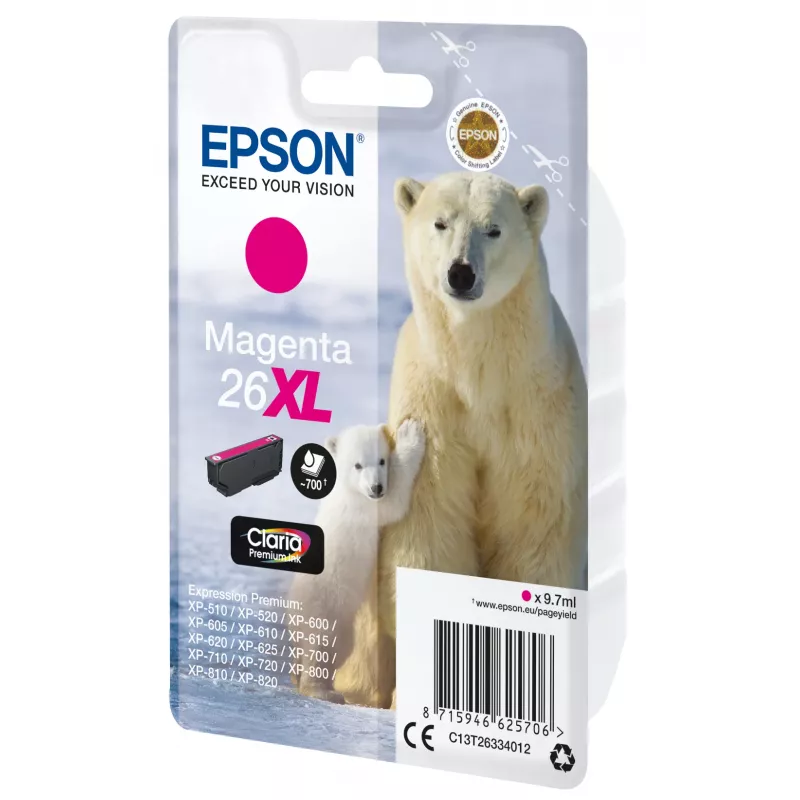 Epson Eisbär yksittäispakkaus magenta 26XL Claria Premium muste