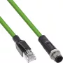 InLine teollisuusverkkokaapeli, M12 4-napainen D-koodattu uros RJ45, PUR 5 m