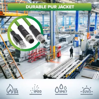 InLine Industrial -verkkokaapeli, M12 4-pin D-koodattu urosliitin - RJ45, PUR 3 m