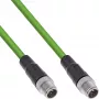 InLine Industrial -verkkokaapeli, M12 8-pin X-koodattu uros/uros, Cat.6A PUR 1 m