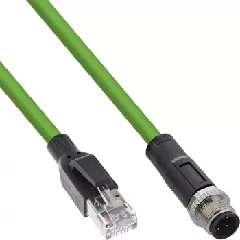 InLine Industrial -verkkokaapeli, M12 4-pin D-koodattu urosliitin - RJ45, PUR 10 m