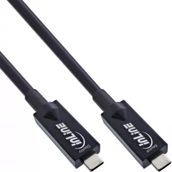 InLine USB 3.2 Gen.2 AOC-kaapeli, USB-C uros/uros, musta, 15 m