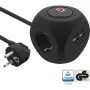 InLine Charging Cube InLine 16499B 3x suojakosketin 2x USB-C 2x USB-A musta 2 m