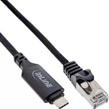 Verkkokaapeli InLine 33381A USB-C - RJ45 Cat6 2 m musta