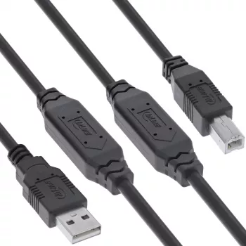 InLine 34513A aktiivinen USB 2.0 -kaapeli, USB-A-urosliitin USB-B-urosliittimeen, 20 m, 480 Mbit/s