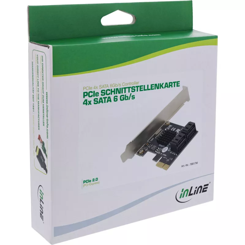 InLine SATA 6 Gb/s -ohjain 4 SATA-portilla PCI-Express 2.0