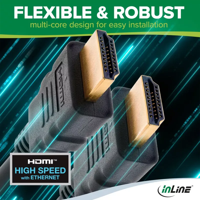 InLine HDMI-kaapeli, HDMI High Speed Ethernetillä, uros/uros, musta, 3 m