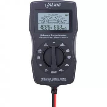 InLine monitoiminen akkutesteri, mittalaite LCD-näytöllä