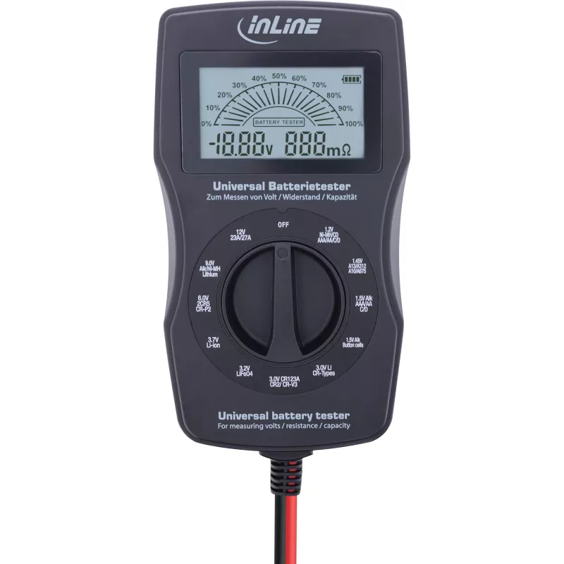 InLine monitoiminen akkutesteri, mittalaite LCD-näytöllä