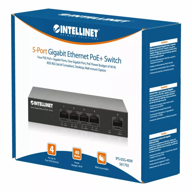 Intellinet 561792 verkkokytkin Gigabit Ethernet (10/100/1000) Power over Ethernet (PoE) musta