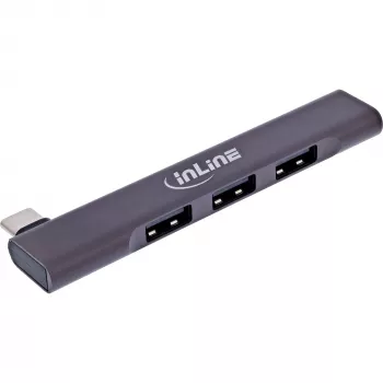 InLine ohut USB-C-keskitin, 4-porttinen, USB 3.0 + 3x USB 2.0, ohut muotoilu