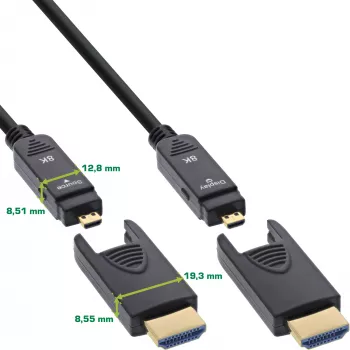 InLine HDMI AOC -kaapeli, Ultra High Speed HDMI, 8K4K, irrotettava liitin, 30m