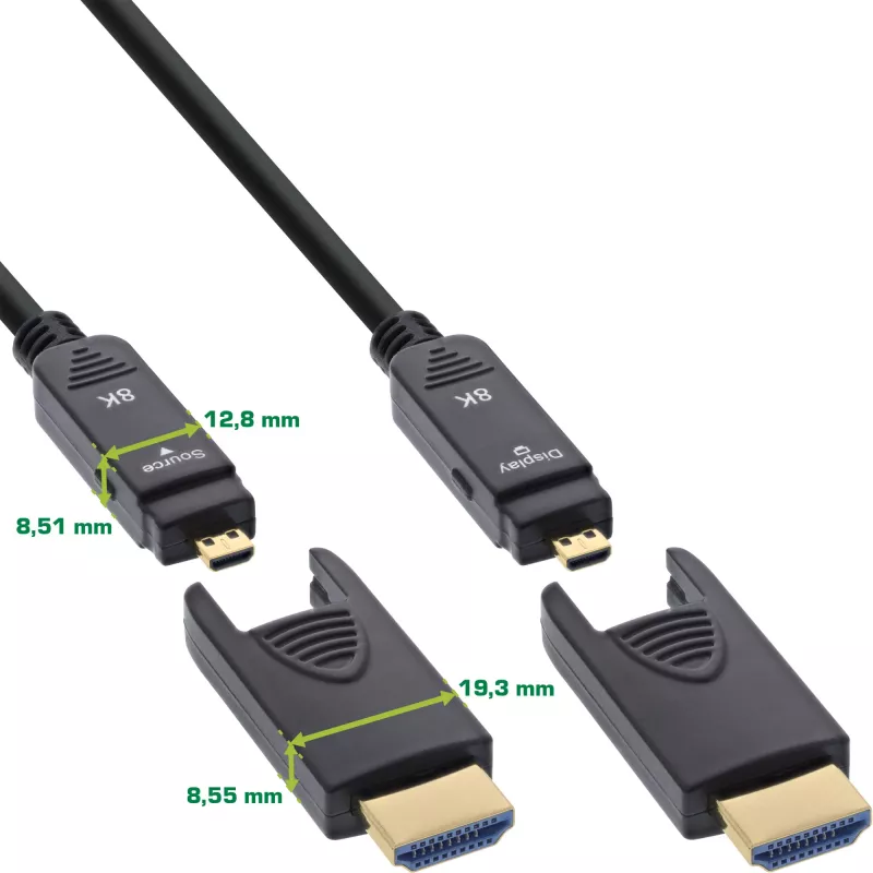 InLine HDMI AOC -kaapeli, Ultra High Speed HDMI, 8K4K, irrotettava liitin, 25m