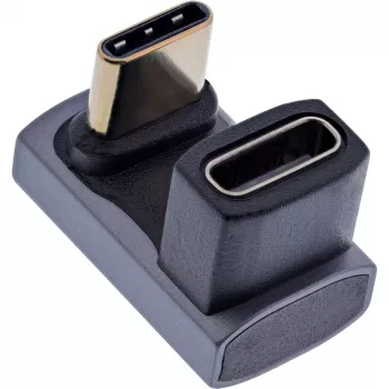 InLine USB4-sovitin, USB-C uros/naaras 180°, alumiini, harmaa