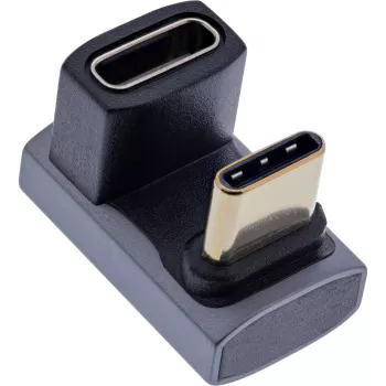 InLine USB4-sovitin, USB-C uros/naaras 180°, alumiini, harmaa
