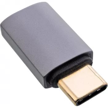 InLine USB4-sovitin, USB-C uros/naaras, alumiini, harmaa