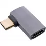 InLine USB4-sovitin, USB-C uros/naaras oikea/vasen kulma, alumiini, harmaa