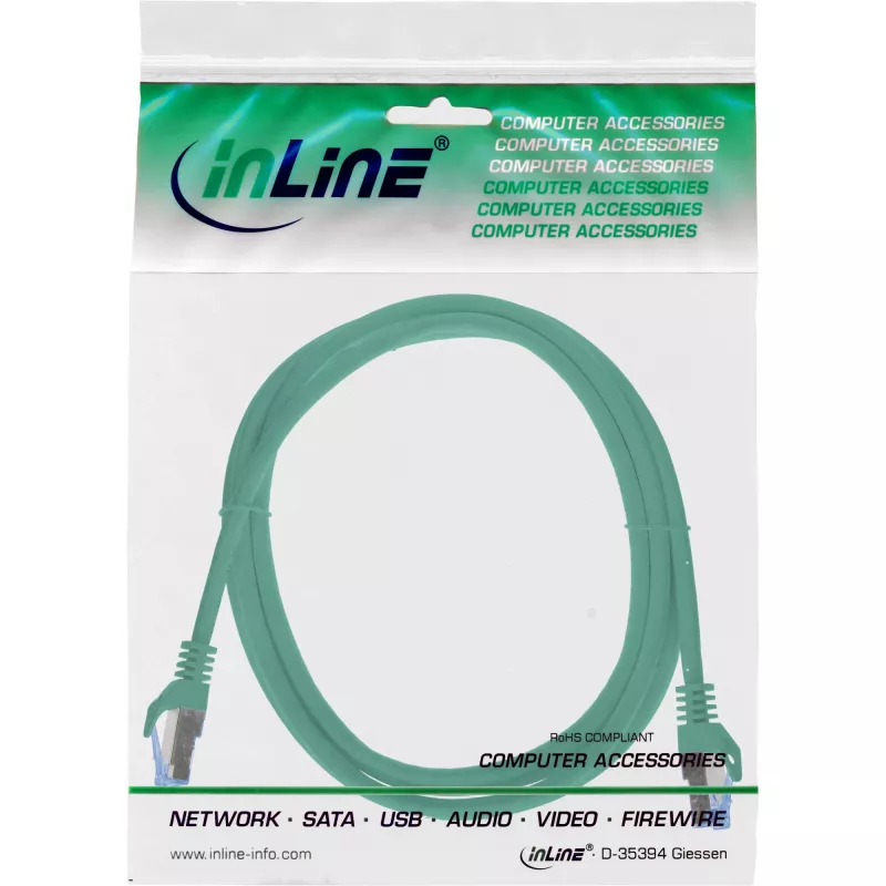 InLine 72655G verkkokaapeli vihreä 0,5 m Cat6a S/FTP (S-STP)