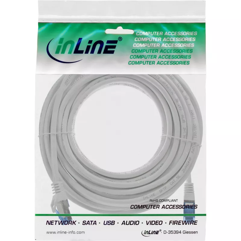 InLine 72600 verkkokaapeli harmaa 10 m Cat6a S/FTP (S-STP)