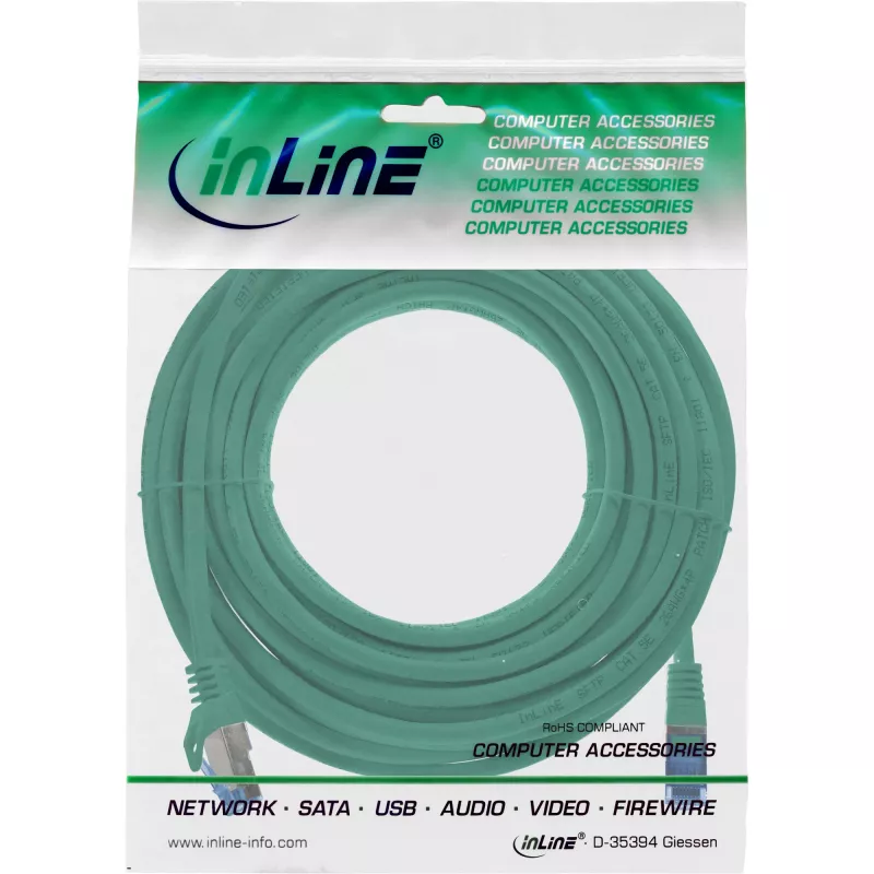 InLine 72607G verkkokaapeli vihreä 7,5 m Cat6a S/FTP (S-STP)