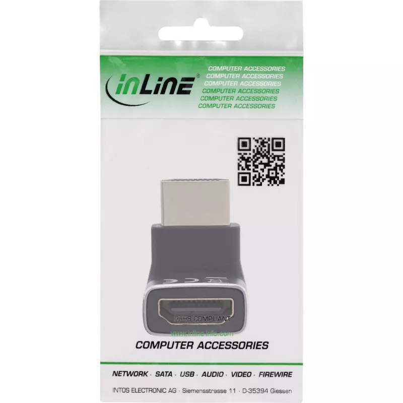 HDMI-sovitin InLine 17991G musta harmaa kullattu