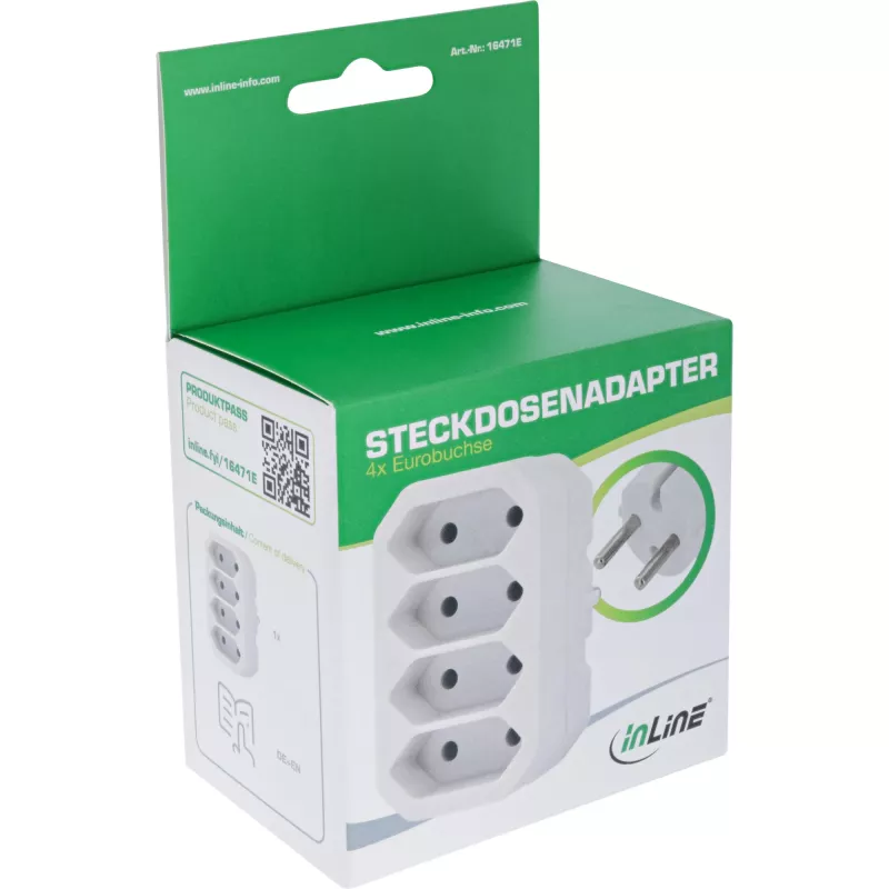 Virtapistoke-adapteri tyyppi F tyyppi C InLine 16471E valkoinen
