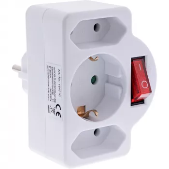 Virtapistoke-adapteri tyyppi F InLine 16471C 2x tyyppi C + tyyppi F valkoinen