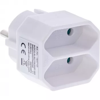 Virtapistoke-adapteri tyyppi F tyyppi C euro-pistoke valkoinen InLine 16471D