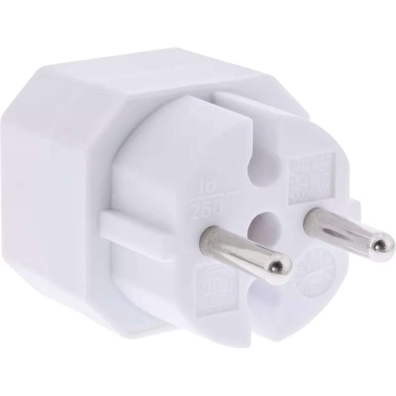 Virtapistoke-adapteri tyyppi F tyyppi C euro-pistoke valkoinen InLine 16471D