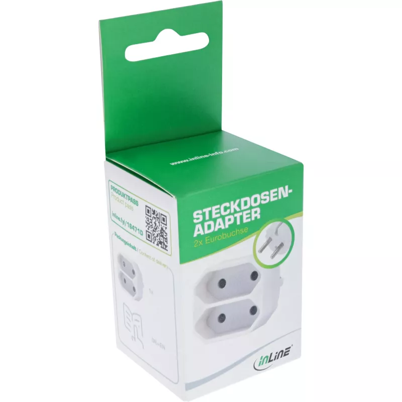 Virtapistoke-adapteri tyyppi F tyyppi C euro-pistoke valkoinen InLine 16471D