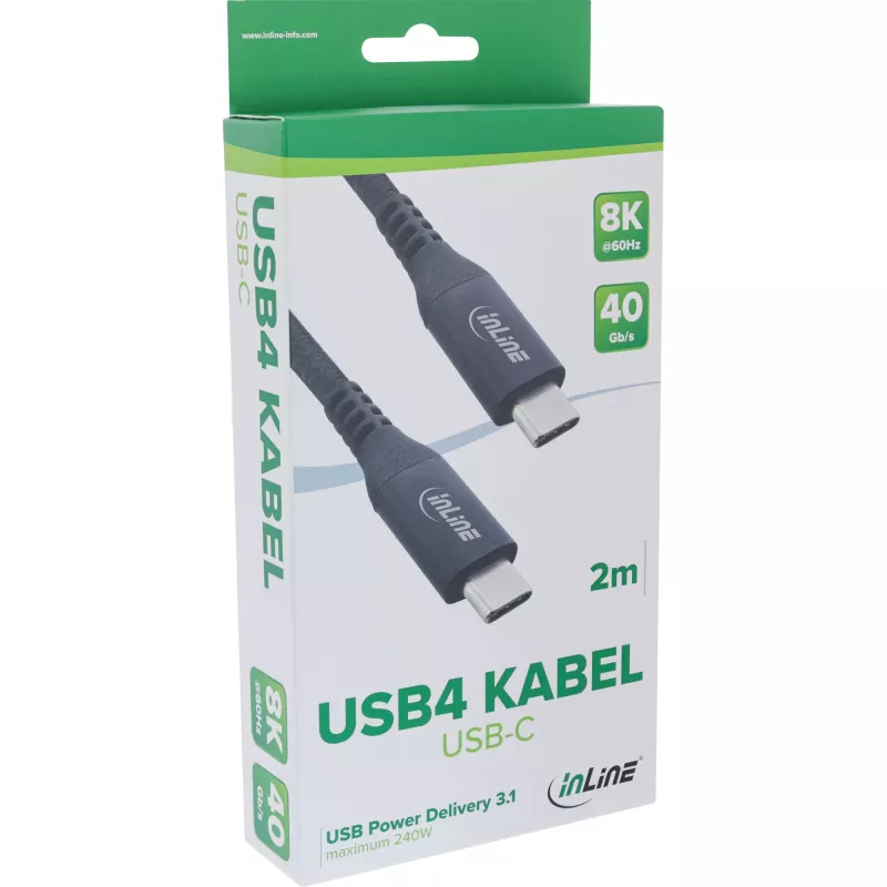 InLine 35902A USB-kaapeli USB4 Gen 3x2 2 m USB-C musta