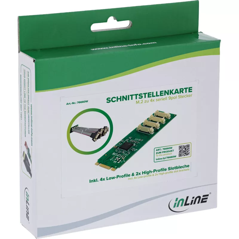 InLine 76660W sisäinen sarjasovitin M.2 liitin ASIX AX99100 4 Gbit/s