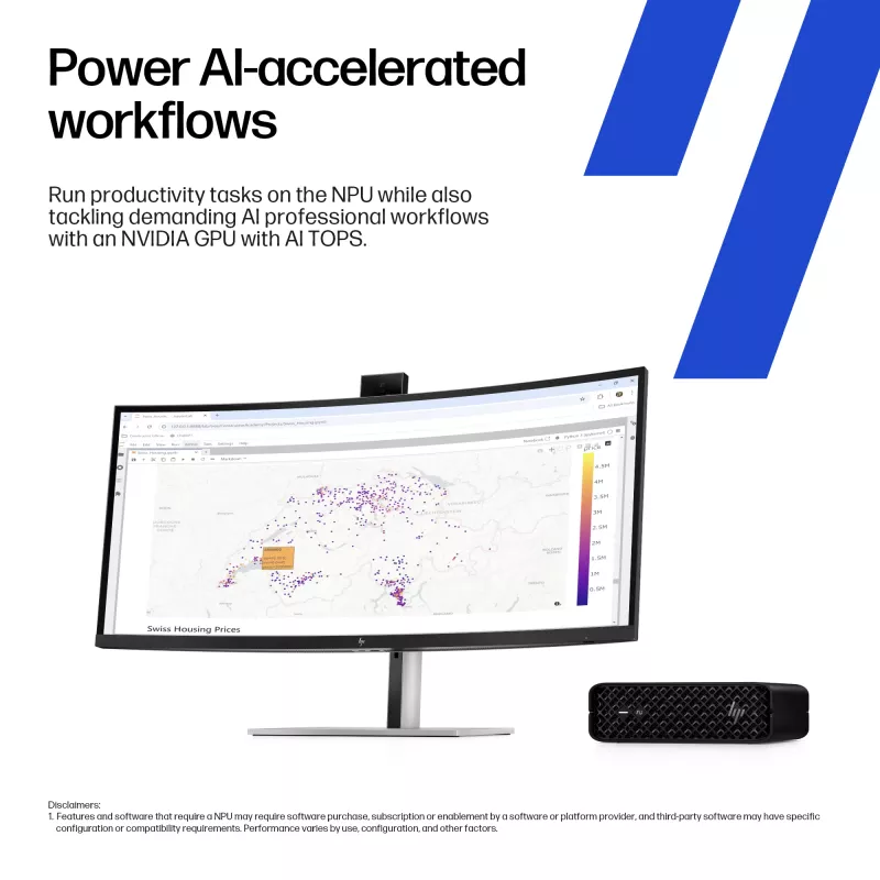 HP Z2 G1i Intel Core Ultra 7 265 32 GB DDR5-SDRAM NVIDIA RTX A1000 Windows 11 Pro Mini PC -työasema tekoälytyöasema, tekoäly-PC