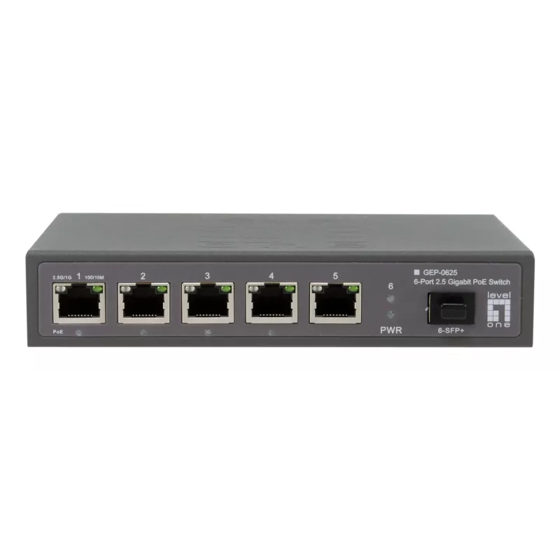 LevelOne GEP-0625 verkkokytkin hallitsematon 2.5G Ethernet (100/1000/2500) Power over Ethernet (PoE) musta