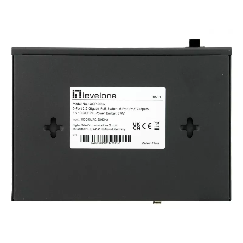 LevelOne GEP-0625 verkkokytkin hallitsematon 2.5G Ethernet (100/1000/2500) Power over Ethernet (PoE) musta