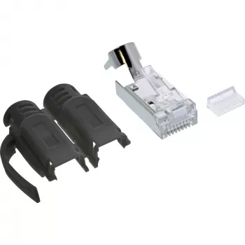 InLine puristusliitin Cat.6A RJ45 suojattu, 3-osainen musta 100 kpl:n pakkaus