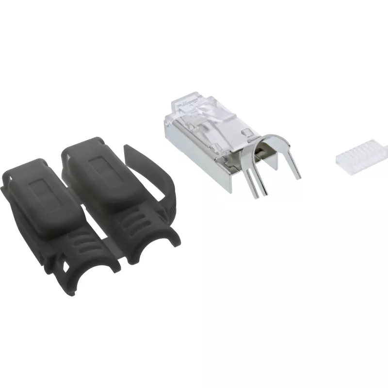 InLine puristusliitin Cat.6A RJ45 suojattu, 3-osainen musta 10 kpl:n pakkaus
