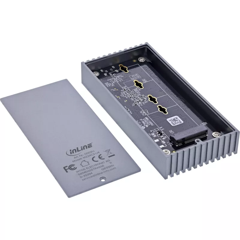 Ulkoinen USB4-kotelo InLine 00031J — USB-C - M.2 NVMe SSD, 40 Gb/s, alumiini