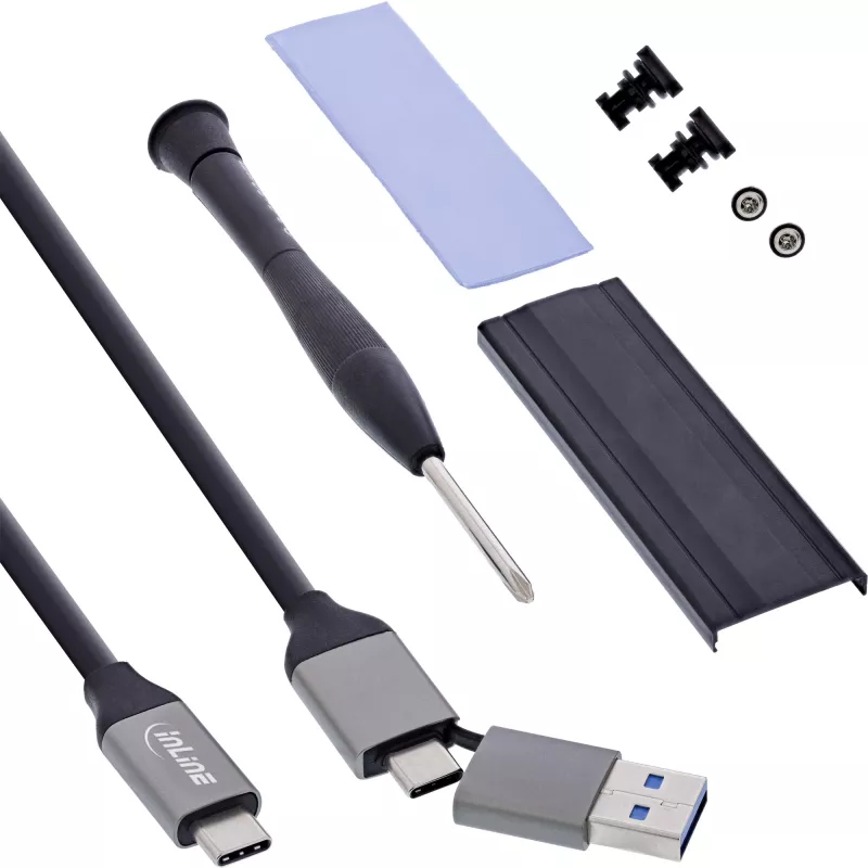 Ulkoinen USB4-kotelo InLine 00031J — USB-C - M.2 NVMe SSD, 40 Gb/s, alumiini
