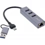 InLine 33380S USB-keskitin USB 3.2 Gen 1 (3.1 Gen 1) Type-A + Type-C 5000 Mbit/s harmaa