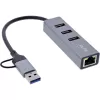 InLine 33380S USB-keskitin USB 3.2 Gen 1 (3.1 Gen 1) Type-A + Type-C 5000 Mbit/s harmaa